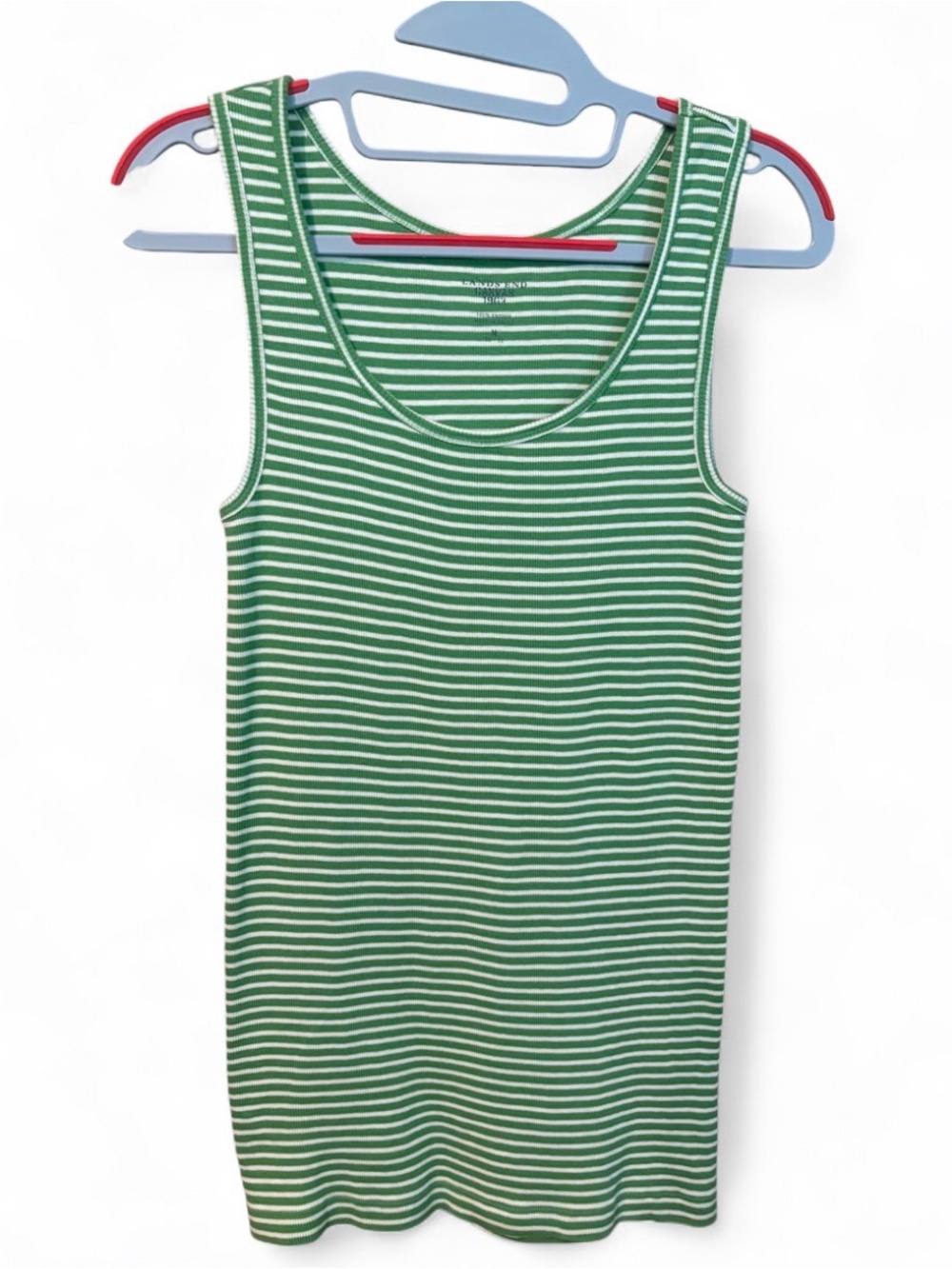 Lands End Canvas 1963 Green and White Striped Racerback Tank Top Women’s Medium